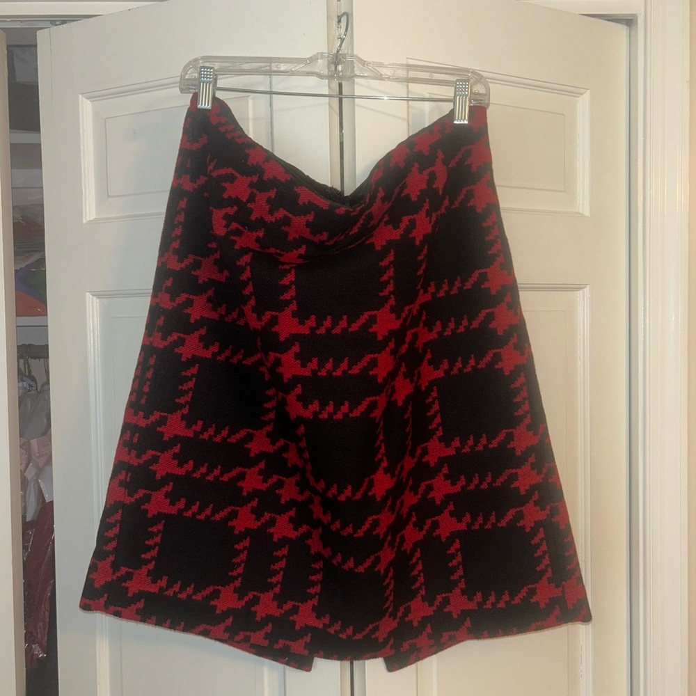Talbots Red and Black A-Line Knee-Length Skirt